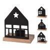 dekorace DOMEK 13x17cm na čajovou svíčku Al ČER/dřevo mix 36 6631