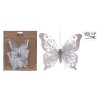 dekorace MOTÝL 15,5 cm PH/PEŘÍČKA BÍ klip (2ks) 37 22509