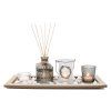svícen/diffuser 36x14cmx1cm 5 dílů+dekorace, dřevo/sklo 36 22766