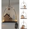 dekorace závěsná DOMEČEK 6LED, 20,5cm kov/dřevo mix 36 23112