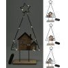 dekorace STROM S DOMEČKEM 10LED, 39cm kov/dřevo mix 36 23113