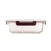 dóza LORA obdél. dělená 1,3l 23,5x18x7,5cm skl.+PP víčko TRA/BORDO
