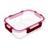 dóza LORA obdél. dělená 1,3l 23,5x18x7,5cm skl.+PP víčko TRA/BORDO