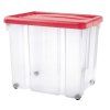 Úložný box s kolečky PUZZLE 80 l transparent/červená