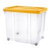 Úložný box s kolečky PUZZLE 80 l transparent/oranžová
